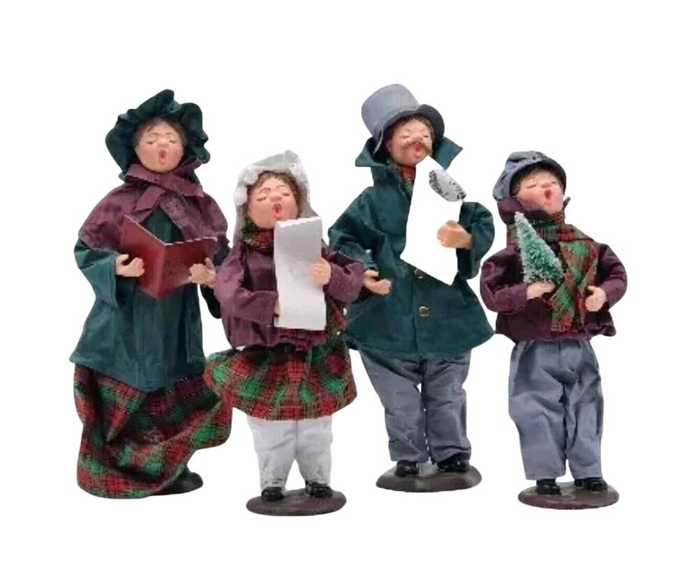 Home For The Holidays Fabric Mache Carolers Set Of 4 In Original Box By Foleys